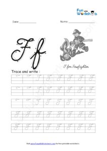 Cursive Handwriting Capital Alphabet F Practice