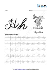 Cursive Handwriting Capital Alphabet H Practice