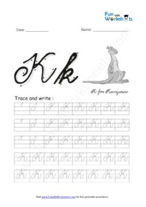 Cursive Handwriting Capital Alphabet K Practice