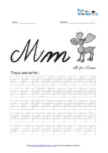 Cursive Handwriting Capital Alphabet M Practice
