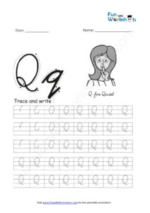 Cursive Handwriting Capital Alphabet Q Practice