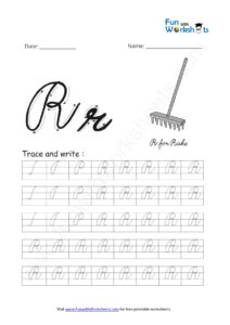 Cursive Handwriting Capital Alphabet R Practice