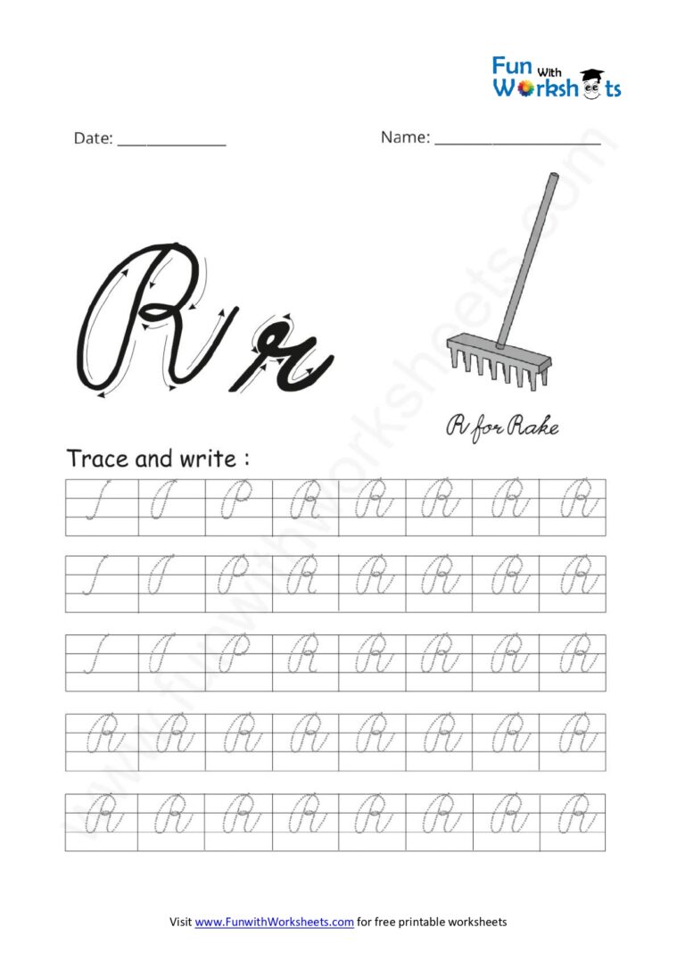 Cursive Handwriting Practice Capital Letter R - free printable worksheets