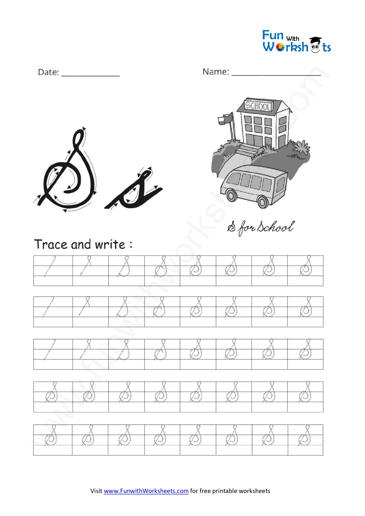 Cursive Handwriting Capital Alphabet S Practice