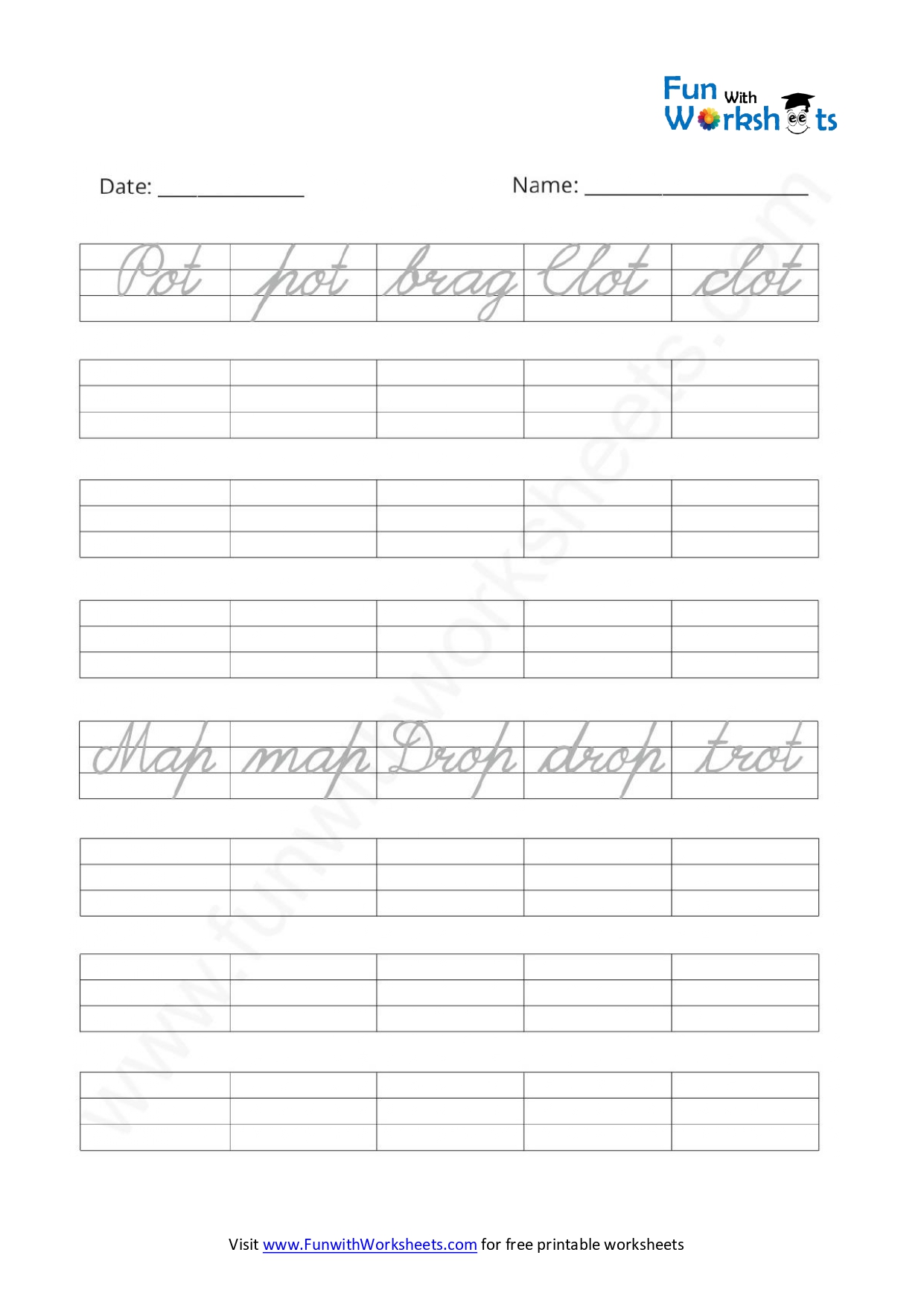 Cursive Practice Sheet 1 - free printable worksheets