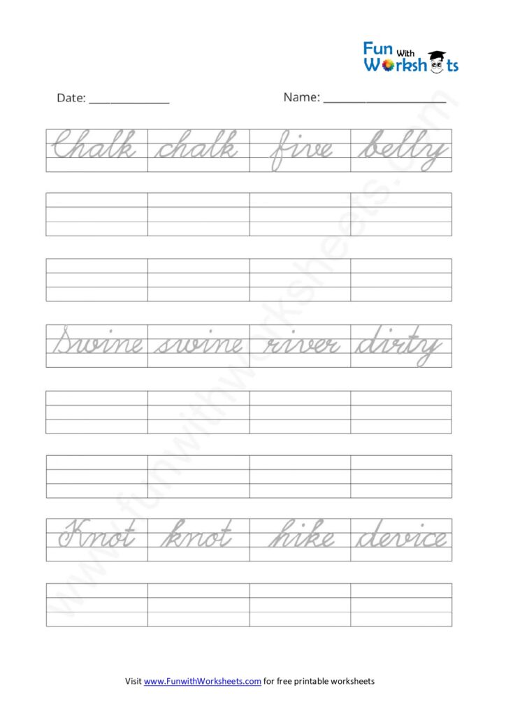 Cursive Practice Sheet 10 Free Printable Worksheets