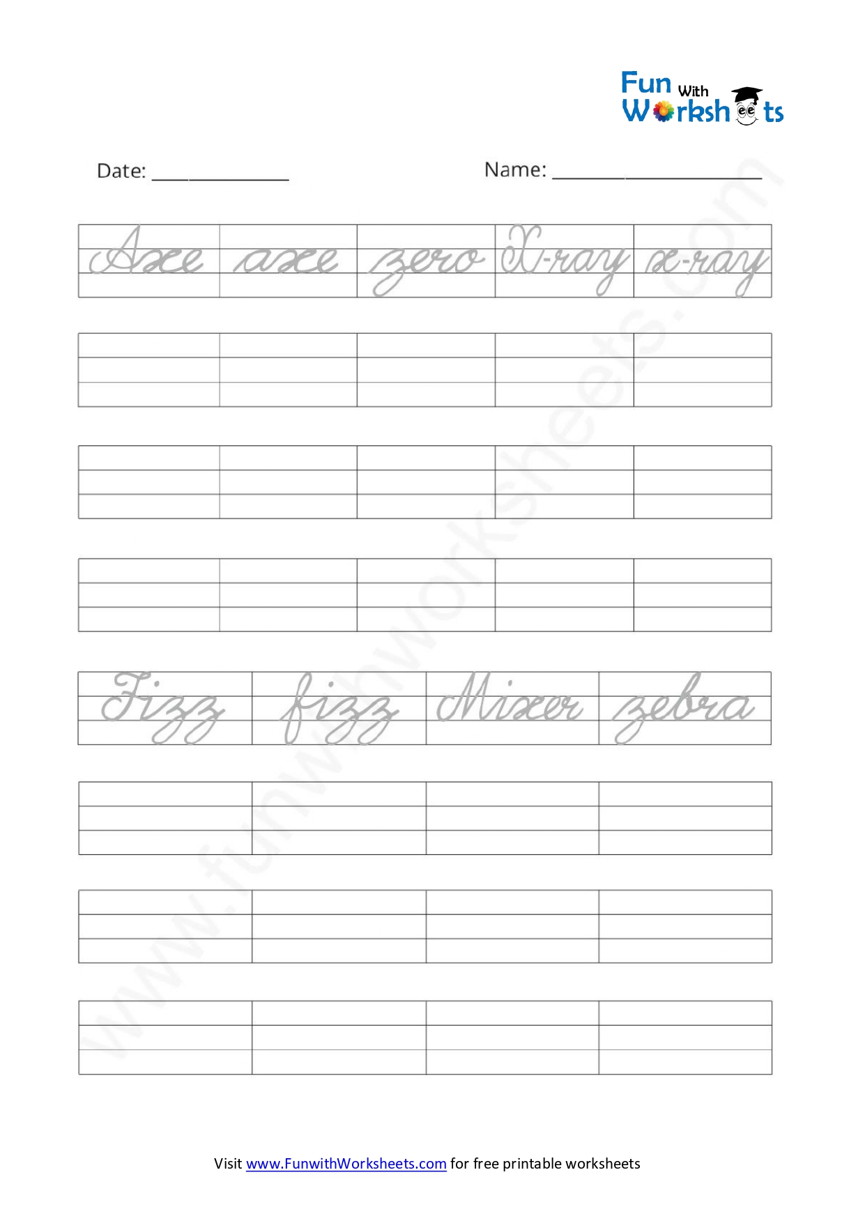Free Printable Worksheets -Cursive words practice Archives - Page 2 of ...