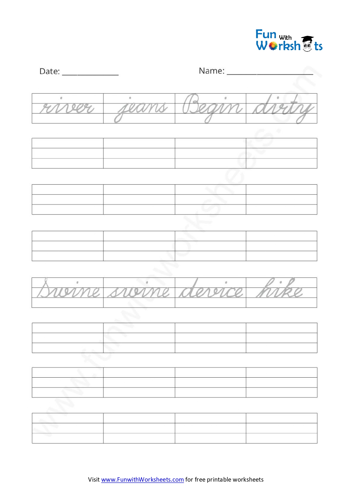 Cursive Handwriting Worksheet 12