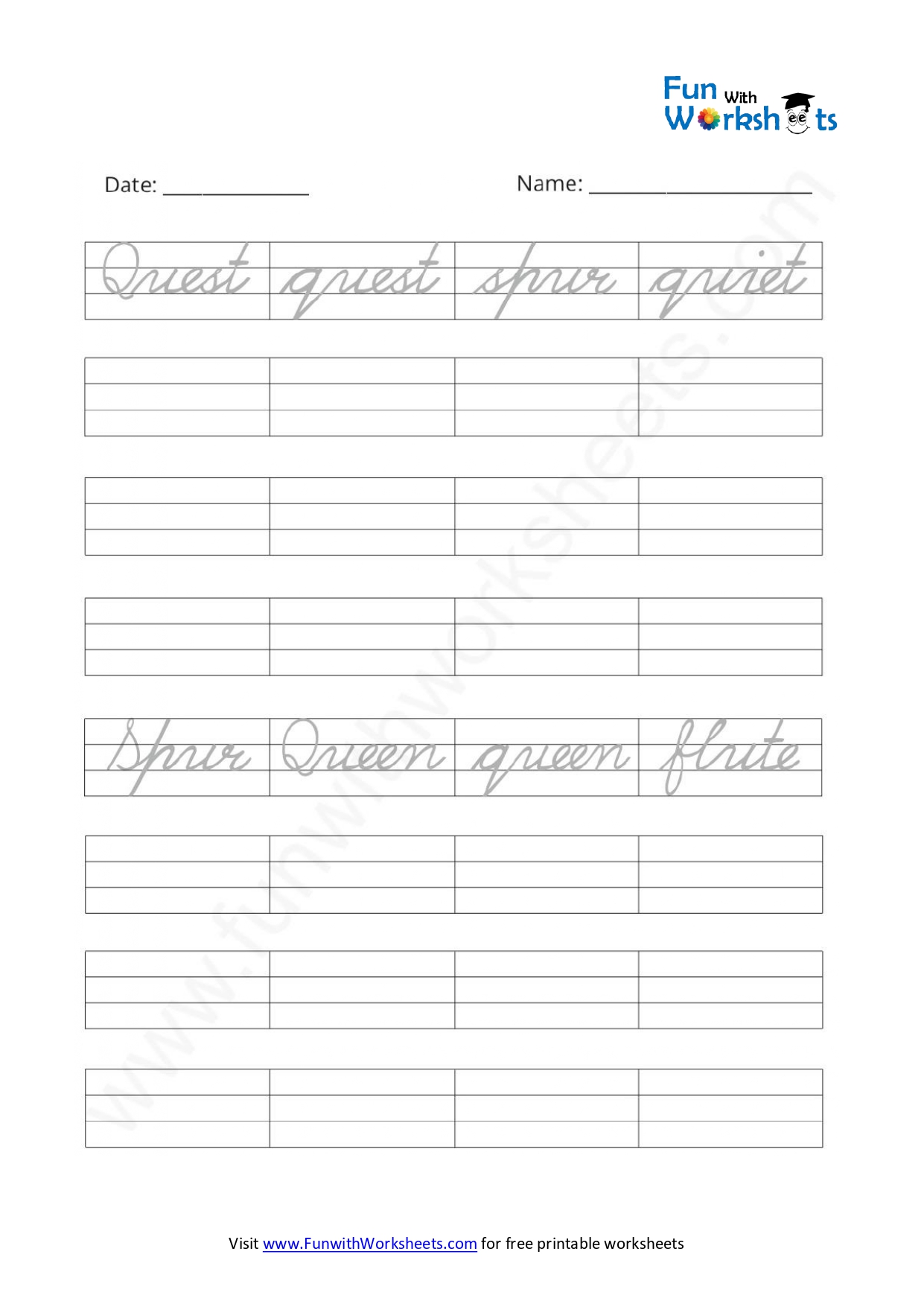 Cursive Handwriting Worksheet 13