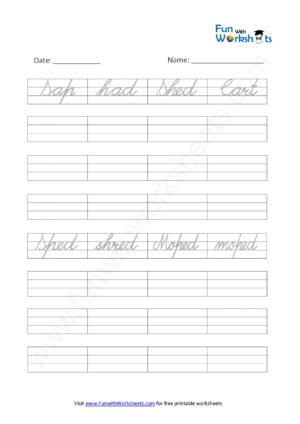 Cursive Practice Sheet 2 - free printable worksheets