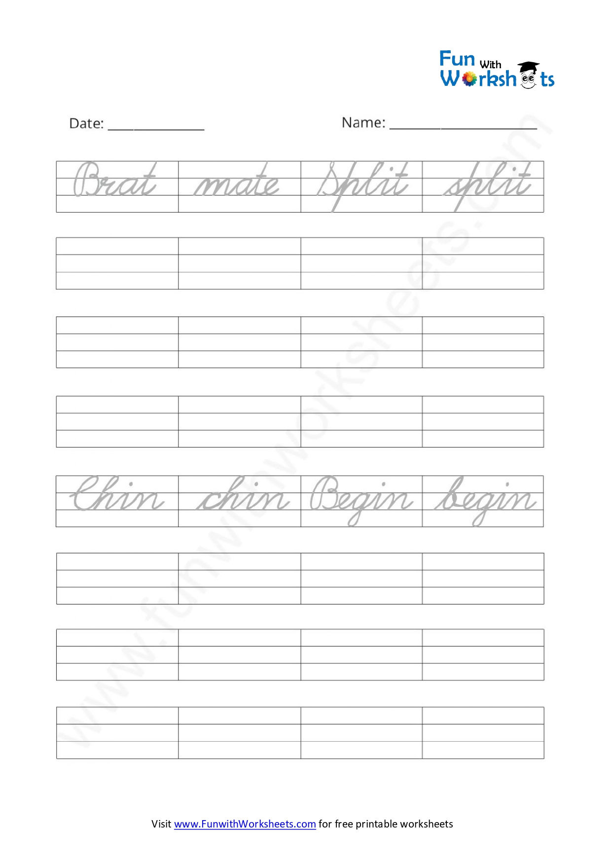 Cursive Handwriting Worksheet 6