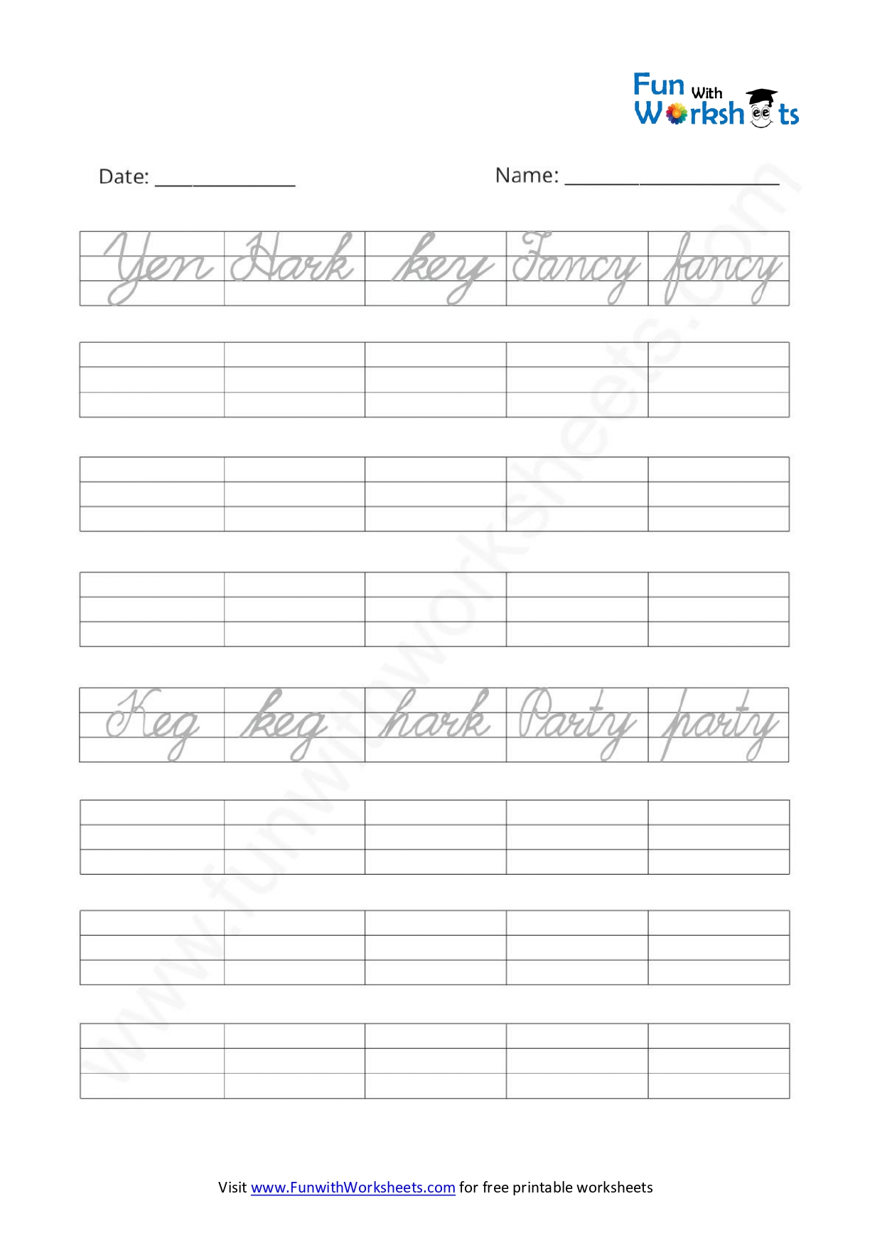Cursive Handwriting Worksheet 7