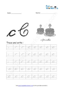 Cursive Handwriting small Alphabet c Practice