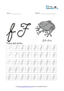 Cursive Handwriting small Alphabet f Practice