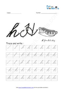 Cursive Handwriting small Alphabet h Practice