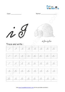 Cursive Handwriting small Alphabet i Practice