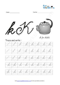 Cursive Handwriting small Alphabet k Practice