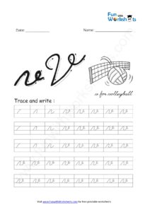 Cursive Handwriting small Alphabet v Practice