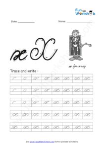 Cursive Handwriting small Alphabet x Practice