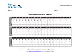 Abacus Level 1 Practice Worksheet 3