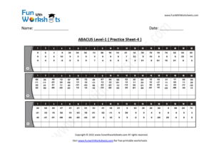 Abacus Level 1 Practice Worksheet 4