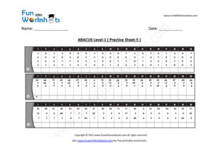Abacus Level 1 Practice Worksheet 5