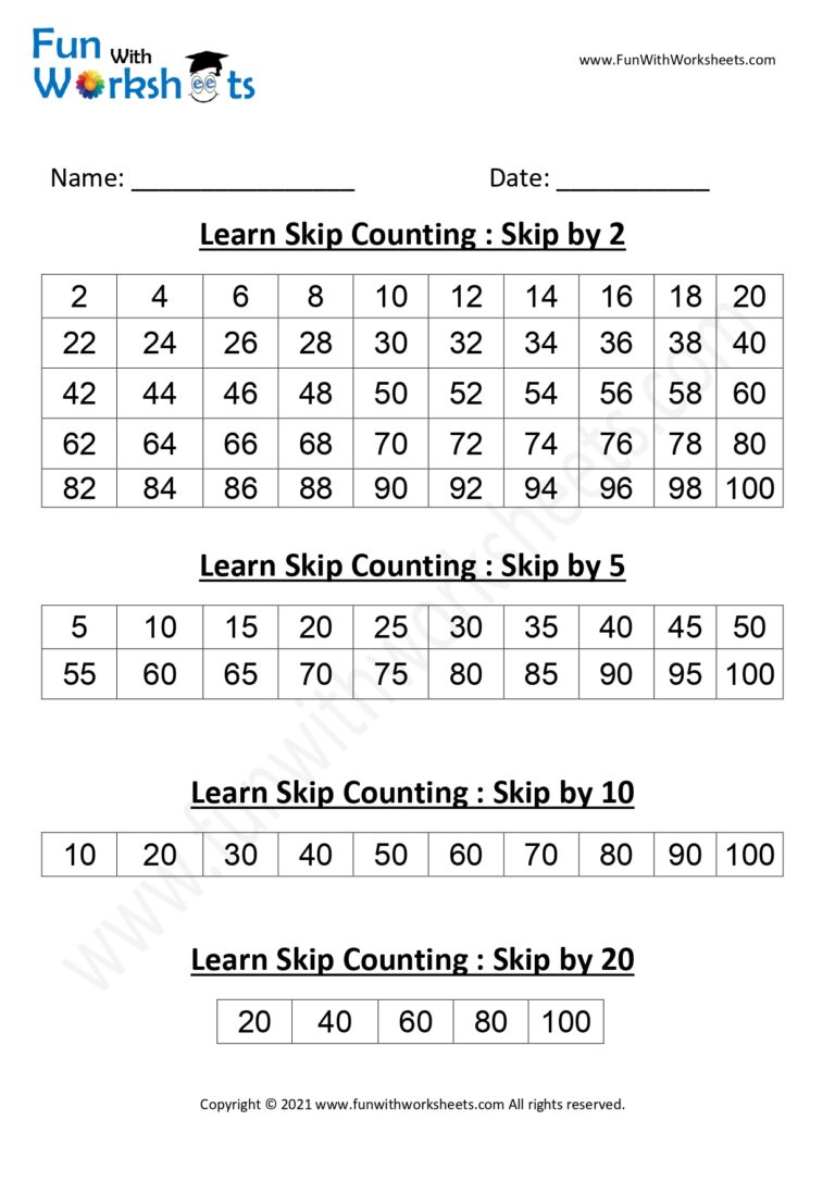 Free Printable Worksheets -skipcounting Archives - FUN with Worksheets