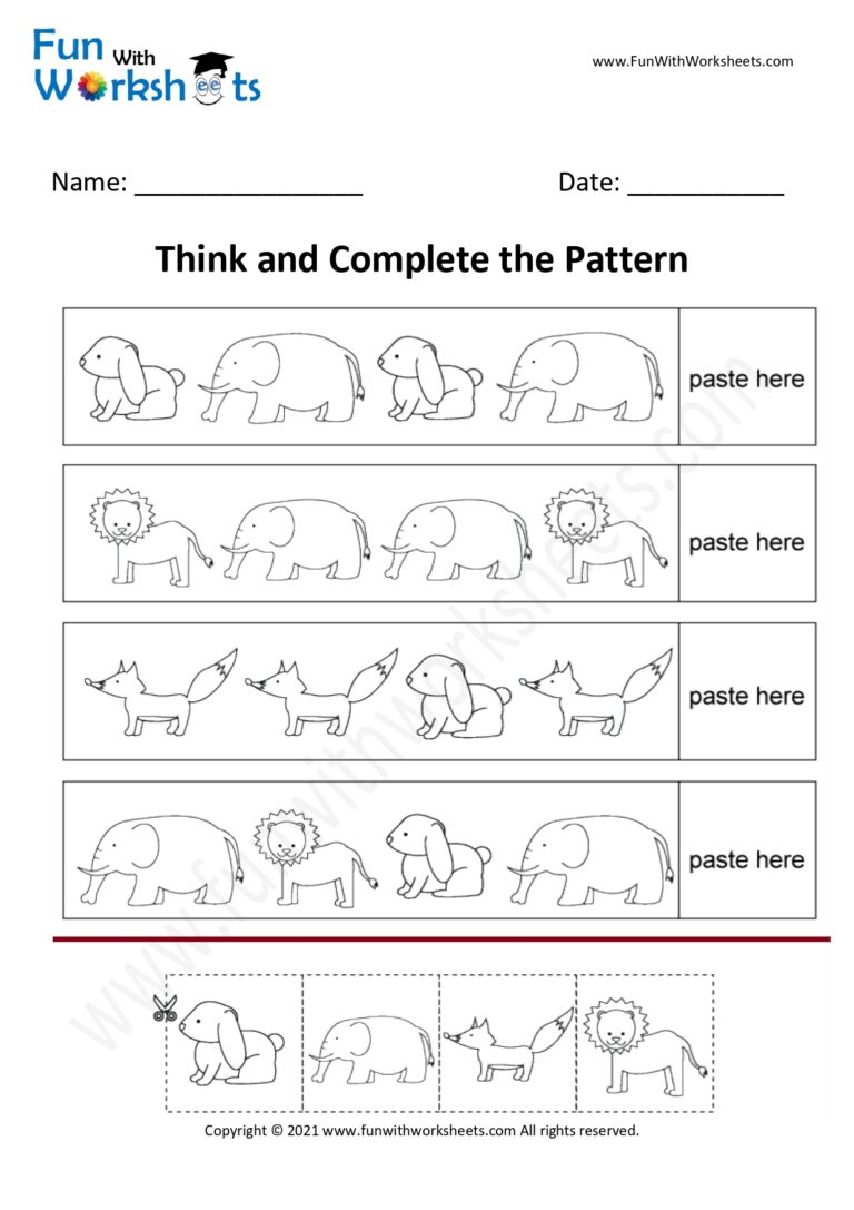 Think and Complete the Pattern Activity Worksheet 1 - Free printable ...