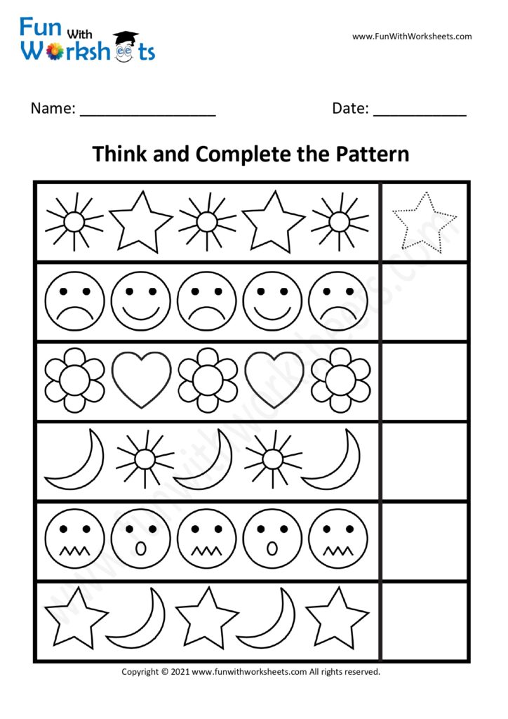 Complete the Pattern - free printable worksheets