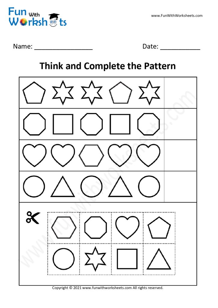 Complete the Pattern - free printable worksheets