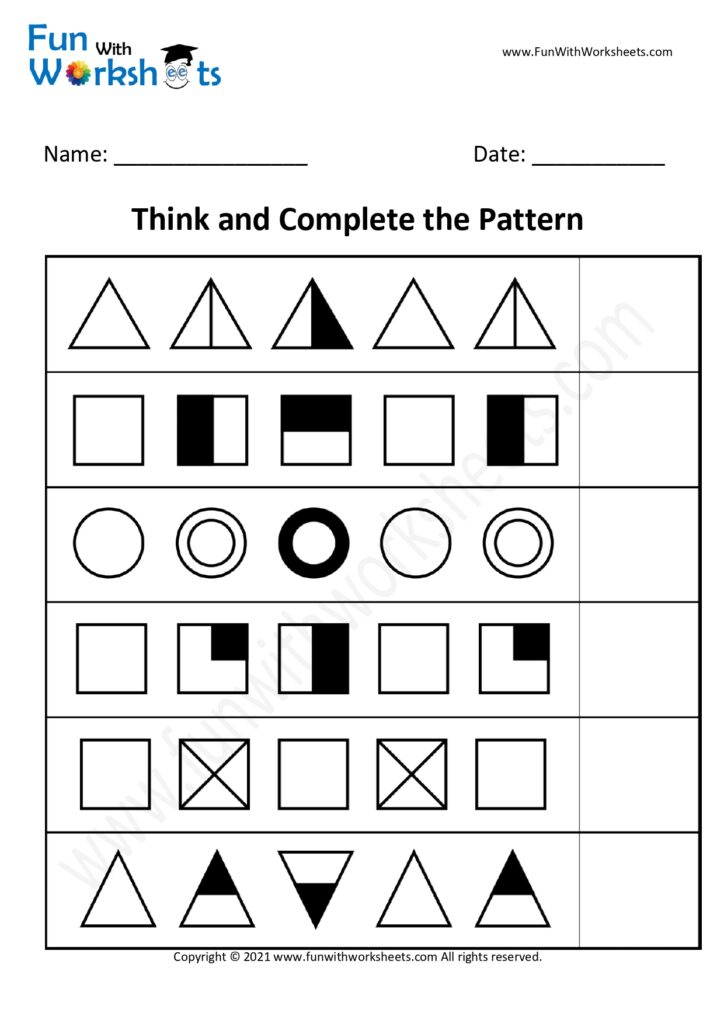 Complete the Pattern - free printable worksheets