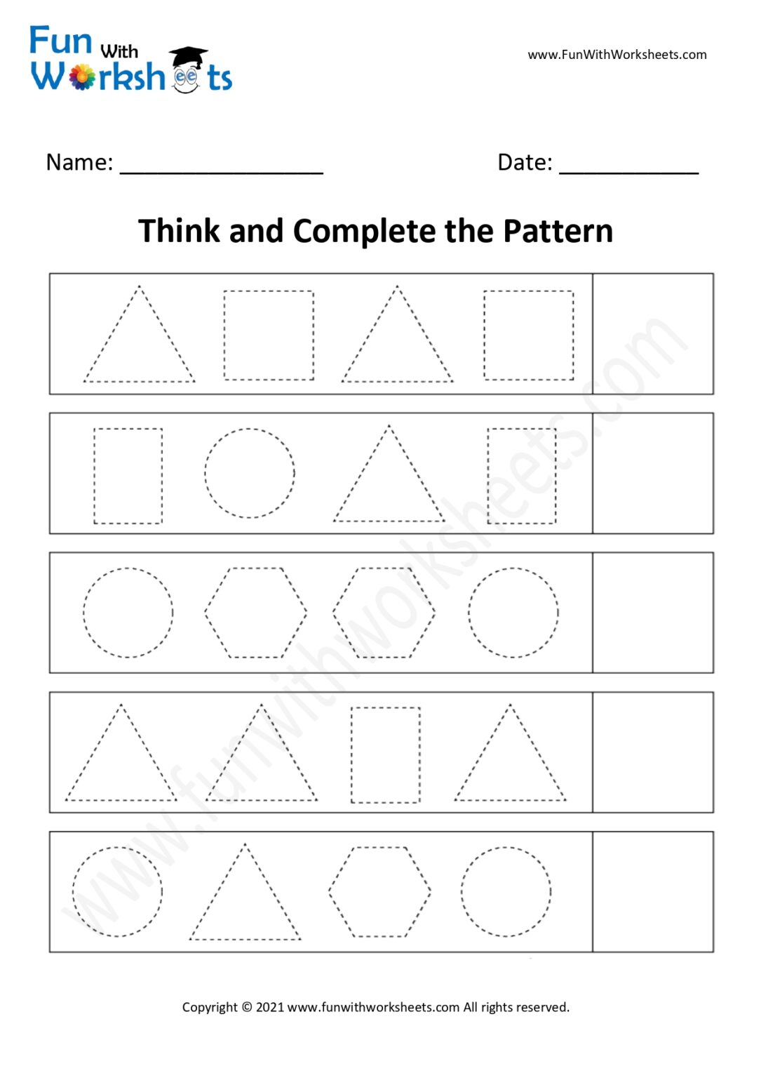 Think And Complete The Pattern Activity Worksheet 3 - Free Printable 