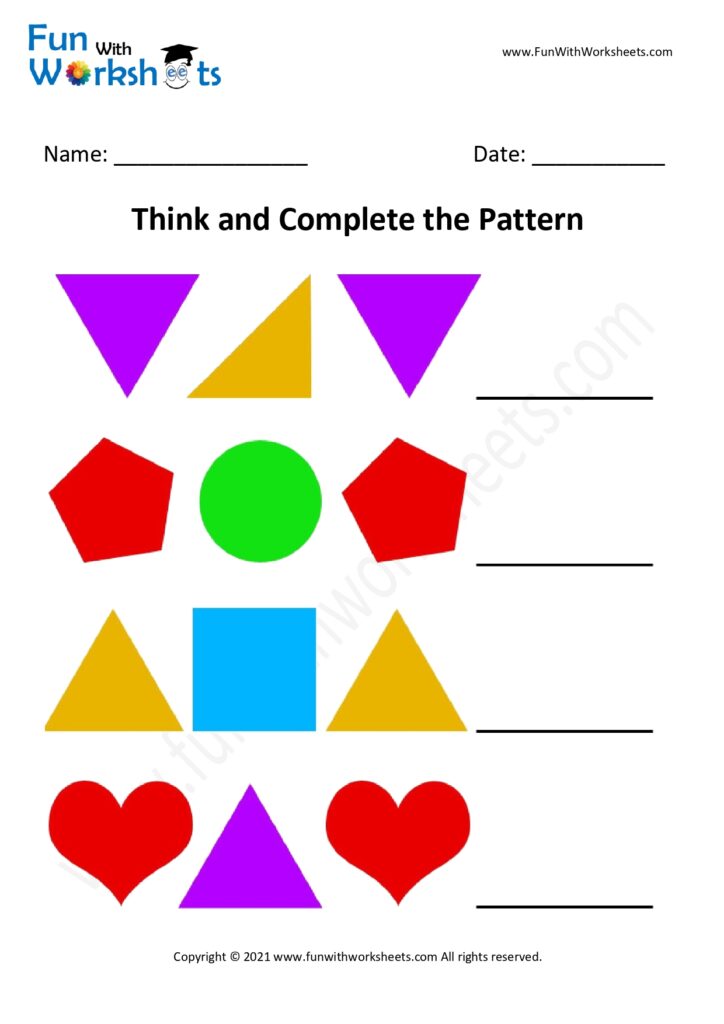 Think and Complete the Pattern Activity Worksheet 6 - Free printable ...