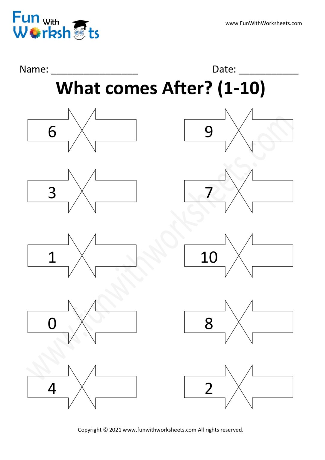 KG Practice worksheet 4 for After Before Number Practice