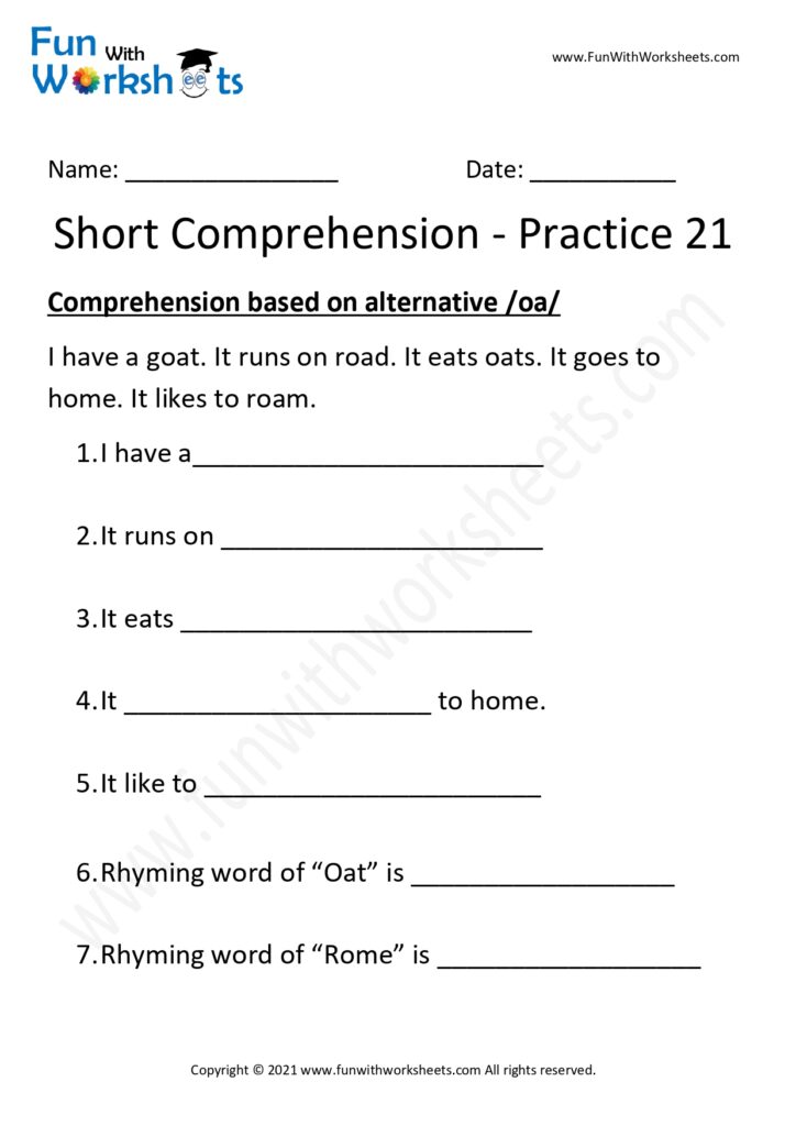 Free Printable Worksheets -english comprehension Archives - FUN with ...