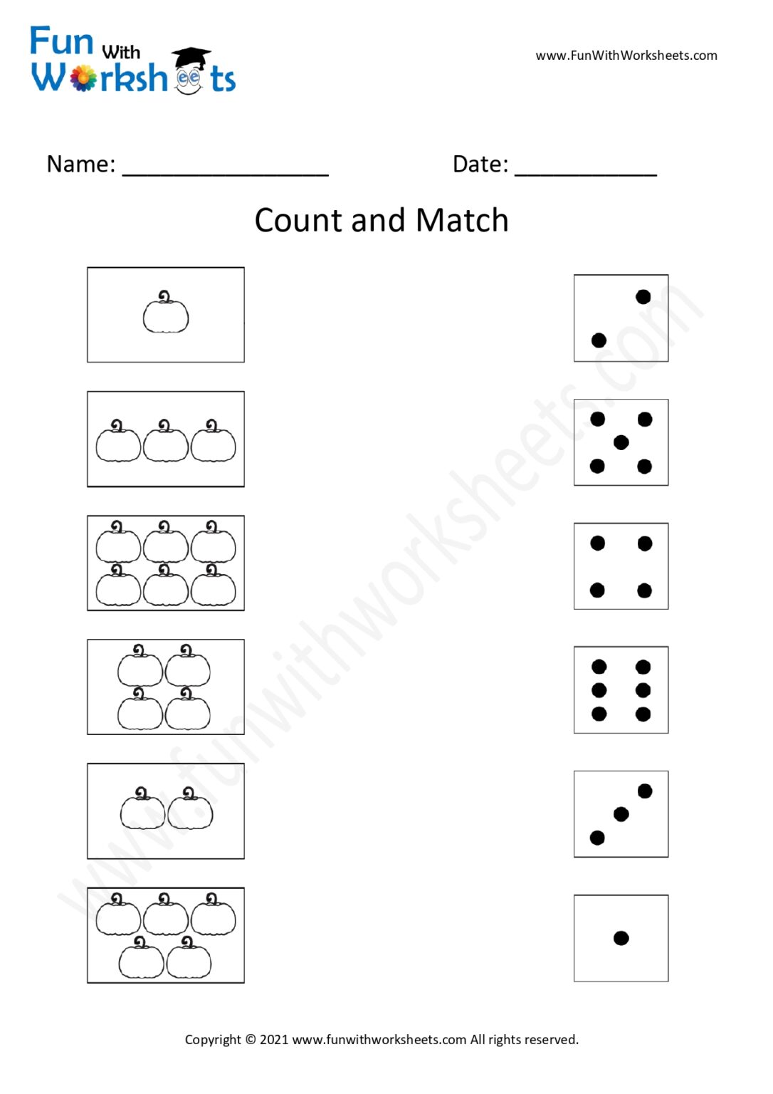 Free Printable Worksheets -kg Count and Match Archives - FUN with ...