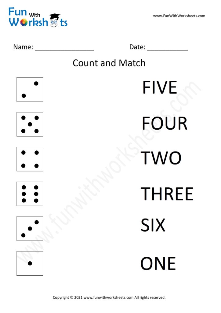 Free Printable Worksheets -kg Count and Match Archives - FUN with ...