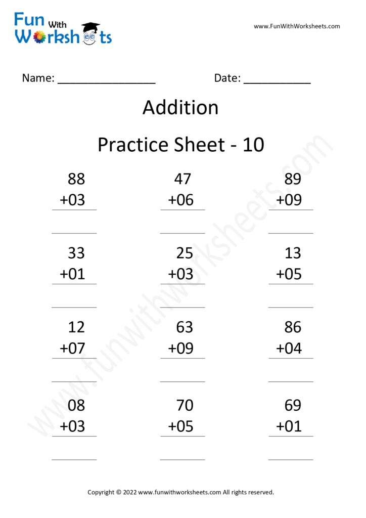 Maths Worksheets for Class 1 - free printable worksheets