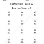 Subtraction Base 10 Practice Sheets - free printable worksheets